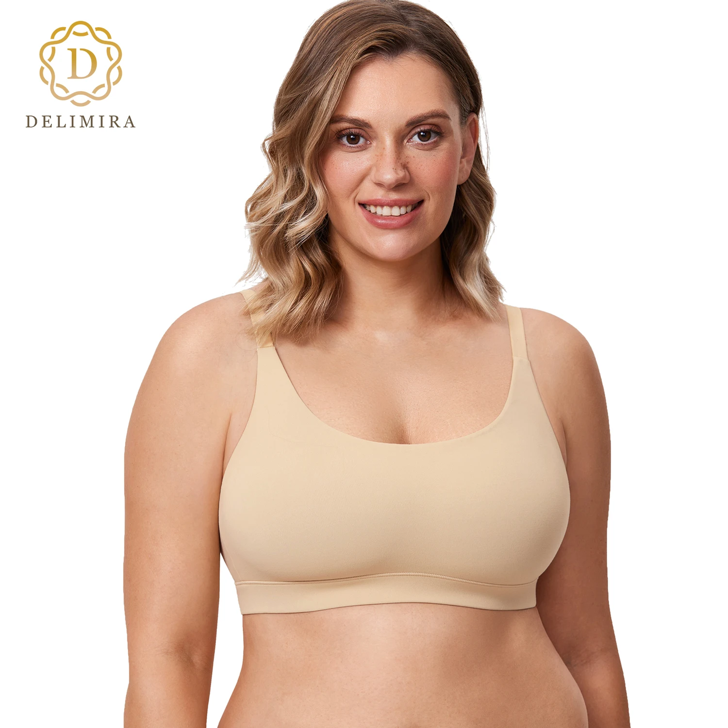 Delimira Cloudsfit Plus Size Wireless Comfort Bralette Full Coverage Seamless Bra No Underwire