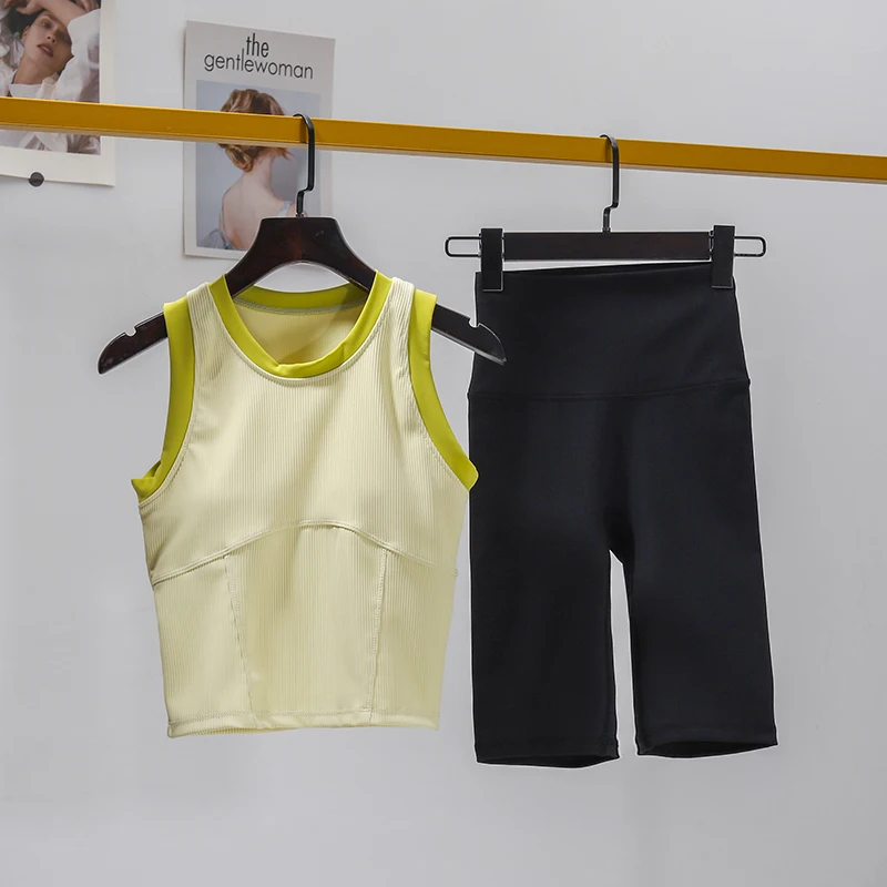 

2PCS Yoga Set Women Seamless Sports Suit Fashion Push Up Bra Set Fitness Set Gym Shorts Set High Waist Female Pants Set