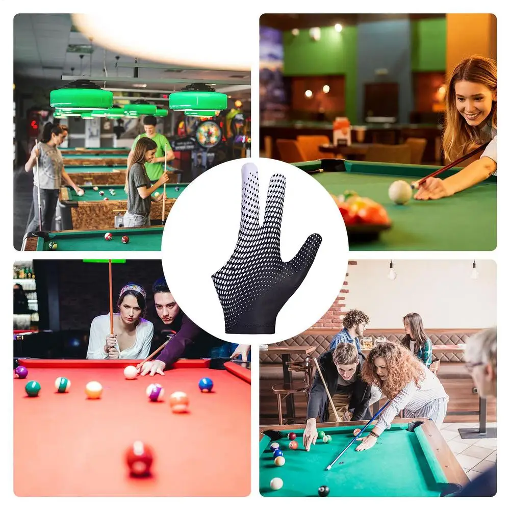 Billiards Gloves 3 Finger Billiards Glove Left/Right Hand Billiard Glove Non-Slip Elastic Billiard Training Gloves Accessories