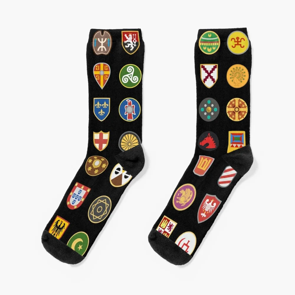 Civilizations emblems Socks essential floral colored Women's Socks Men's