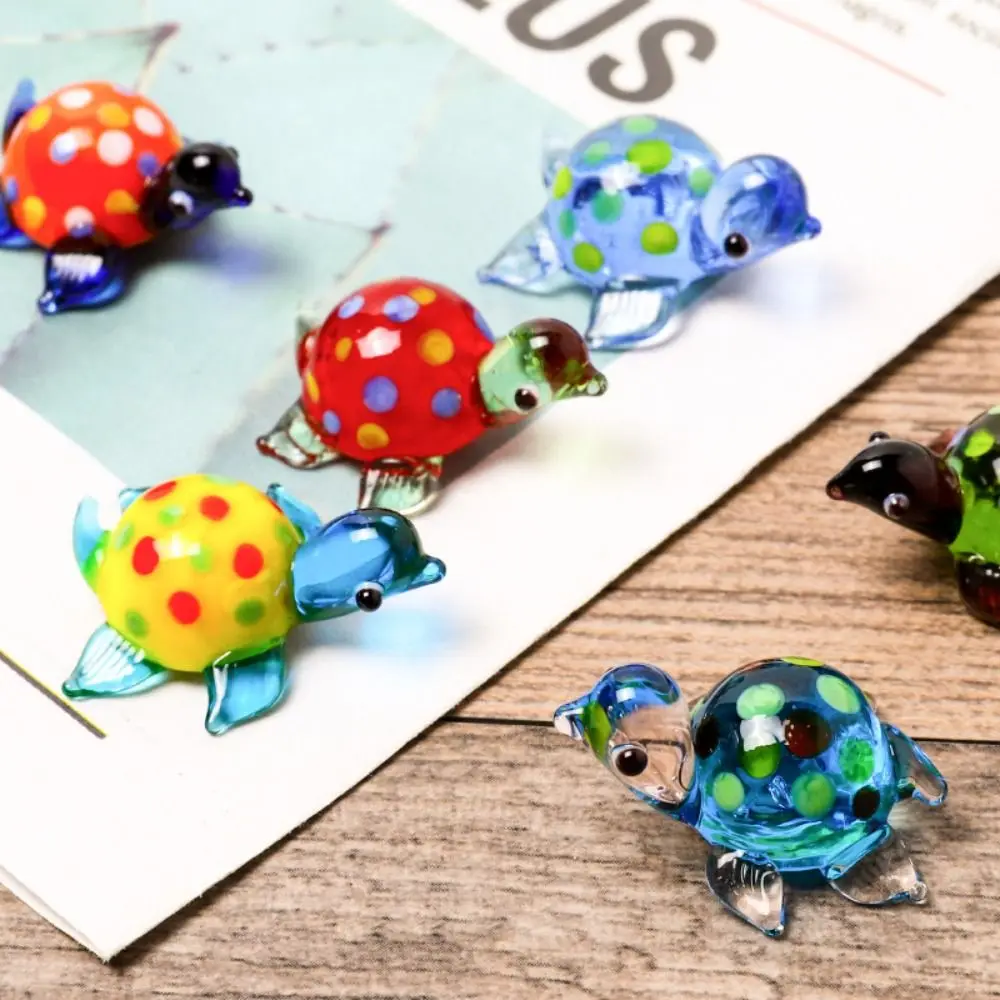 Figurine Di Tartarughe Vivide Simpatici Ornamenti Da Tavolo Artigianali Leggeri Figurine Di Miniature Realistiche In Vetro Decorazioni Per La Casa