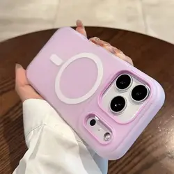 Elegant Candy Color Magnetic Case - Shockproof, Clear Matte Finish, Supports Wireless Charging - iPhone 17 Pro Max (PURPLE)