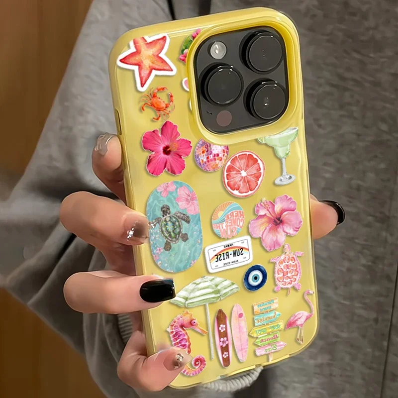 Ocean Serenity Soft Phone Case with Summer Flower & Seahorse Design