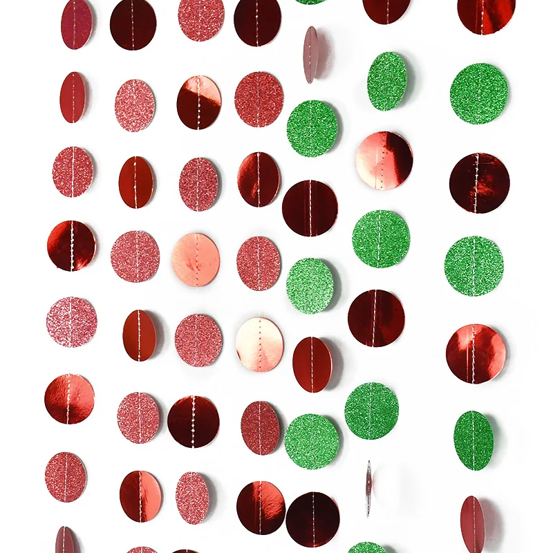 

4M Red Green Round Glitter Paper Garland Banner Hanging Flag Wedding Birthday Party DIY Home Decoration Baby Shower Supplies