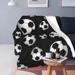 Soccer Pattern Knitted Blanket Football Balls Sports Flannel Throw Blankets Home Couch Personalised Ultra-Soft Warm Bedsprea