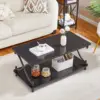 Coffee Table with Storage and Open Shelves for Living Dining Room, Modern Rectangle & Industrial Design, X-Shape Frame 6