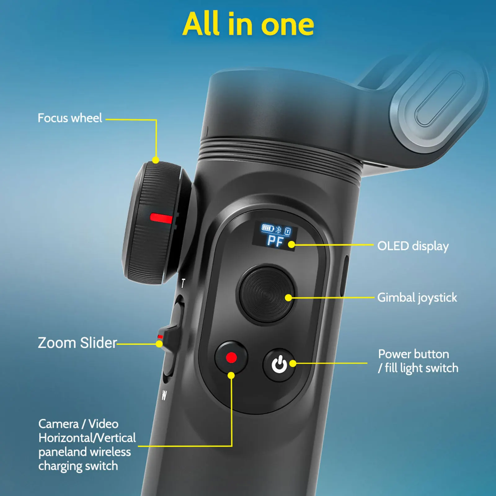 AOCHUAN Smart XPro Smartphone Gimbal Stabilizer LED Lights OLED ScreenThree Axis Gimbal Gesture Controls for Android and iPhone 6