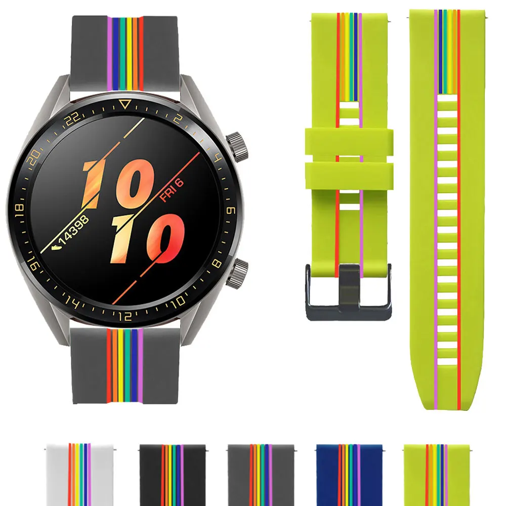 

22mm Silicone Band For Huawei GT2 Watch Strap Colorful Sport Watchband For GT2e Smartwatch Band Accessories Wrist Bracelet Band