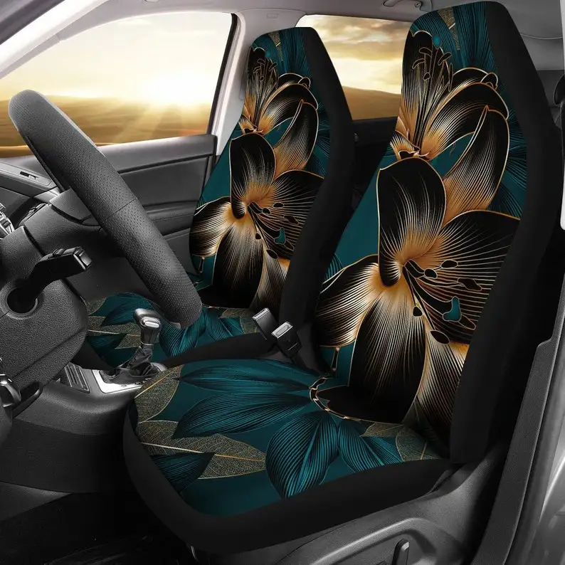 

Dark Floral Flowers Car Seat Covers Pair, 2 Front Seat Covers, Car Seat Protector, Car Accessories