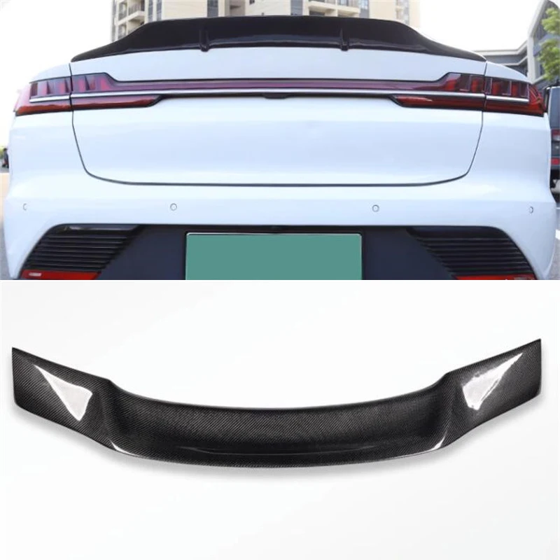 

For BYD HAN EV Real Carbon Fiber Accessory Spoiler CAR Trunk Tail WING Refit Body Kit R Style 2021 2022 Year