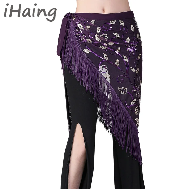 AdultSequinsCoinsTasselBellyDanceBeltSkirtsLadyRaveCarnivalStagePerformanceHip