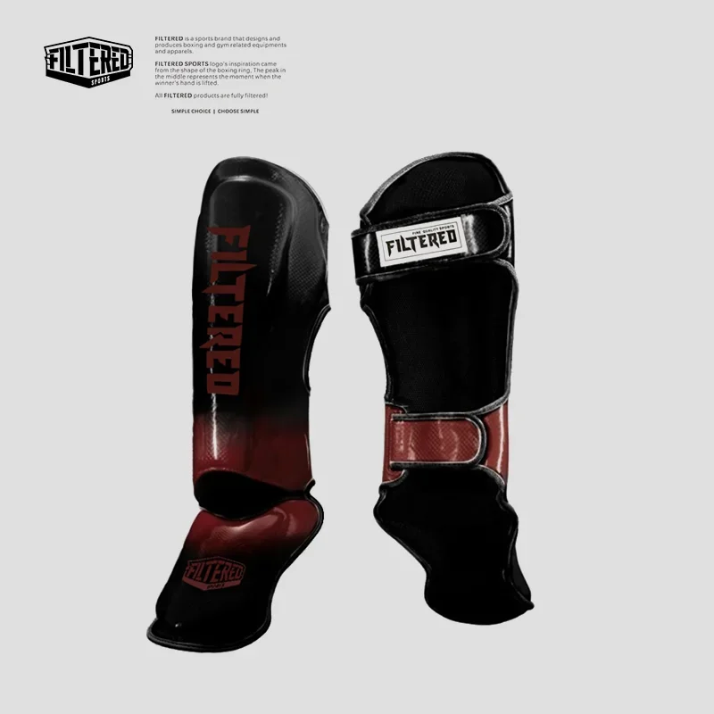 FILTERED SPORTS Adult Muay Thai Kick Boxing MMA Grappling Instep Shin Guard Pads Karate Foot Shank Leg Protectors Ankle Support