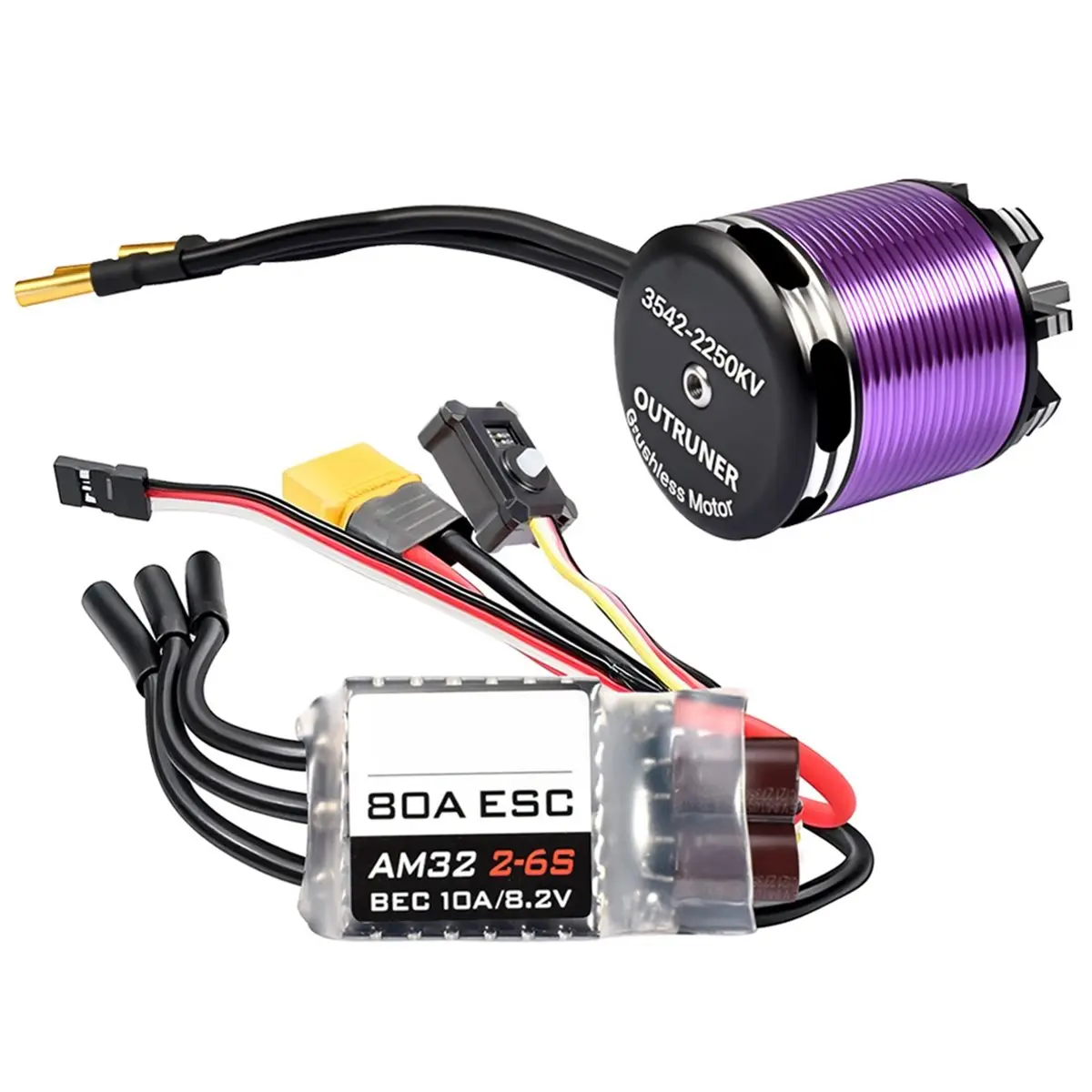 (AIMA) 브러시리스 모터 ESC 콤보 3542 아웃러너 모터 80A ESC 1/10 1/12 RC 크롤러 자동차용, 브러시리스 모터 AM32 ESC 2250KV