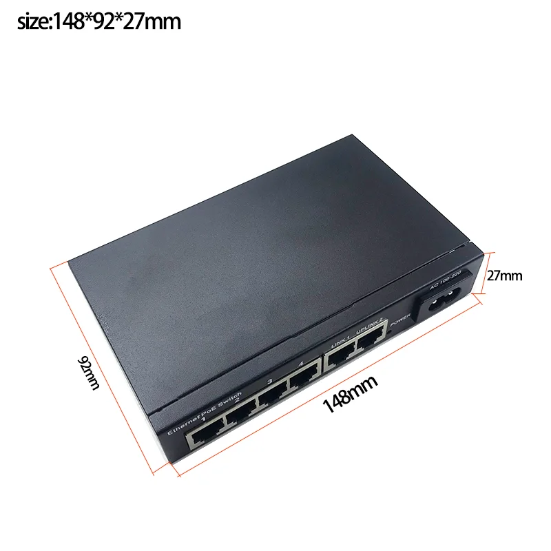 Network Switch 6ports 10/100M 4 ports poe 802.3at/af 48v (65w-72w) 2 port uplink For CCTV Camera IP Cameras Ethernet Network