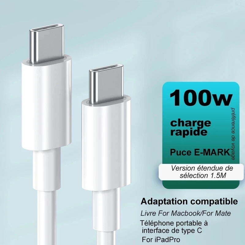 0.3/1/2M 100W USB Type C Super Fast Charging Cable Data Cord For Huawei OPPO vivo iQoo Quick Charing USB C Cables
