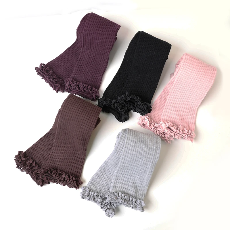 سروال ضيق قطني مضلع من الدانتيل للأطفال ، بنطلون ،...