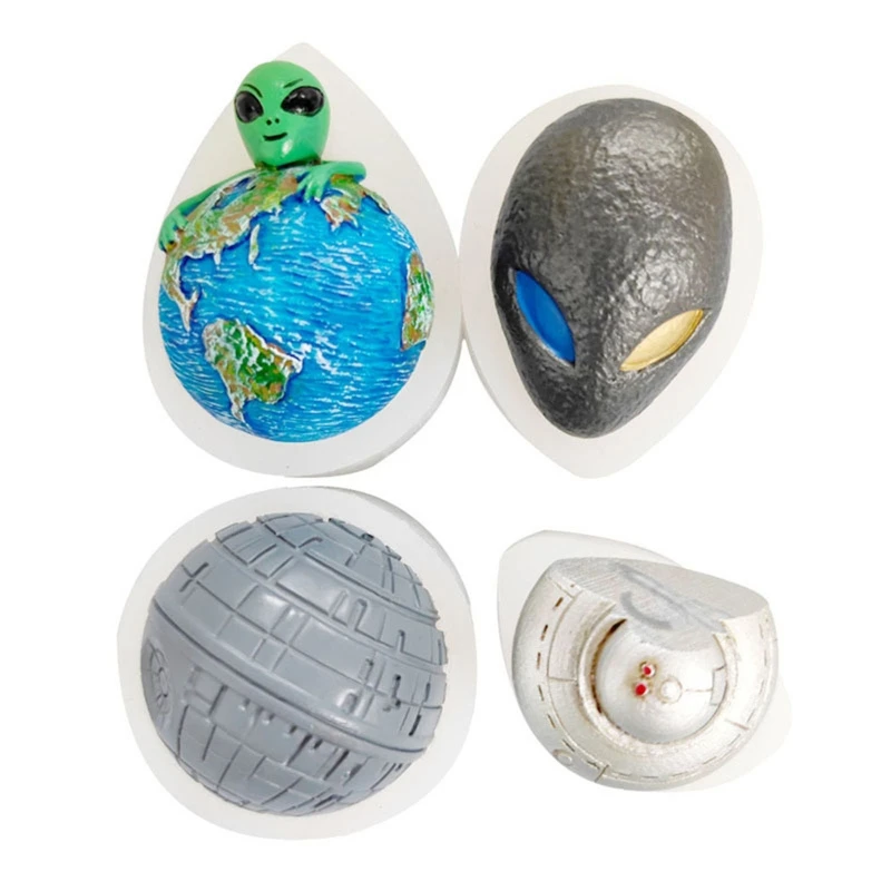 Alien Spaceship Silicone Resin Mold Epoxy Craft Keychain Molds Pendant Jewelry Making Moulds Luggage Tag DIY Keyring