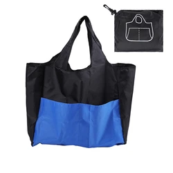 Eco - Friendly Foldable Shopping Tote - Reusable Large Capacity Shoulder Bag (Black)