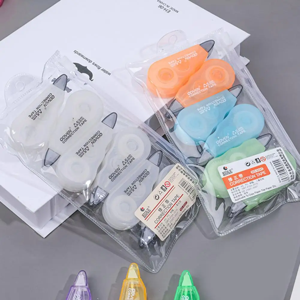 6Pcs/Set Correction Tape Soft Plastic Cream Color Glue Roller for Student Error Eraser Tape School Supplies Stationery