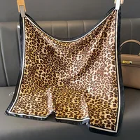 Luxury Women Silk Satin Hair Scarves Fashion Square Leopard Print Headscarf 70cm Professional Designer Scarf Headband 2