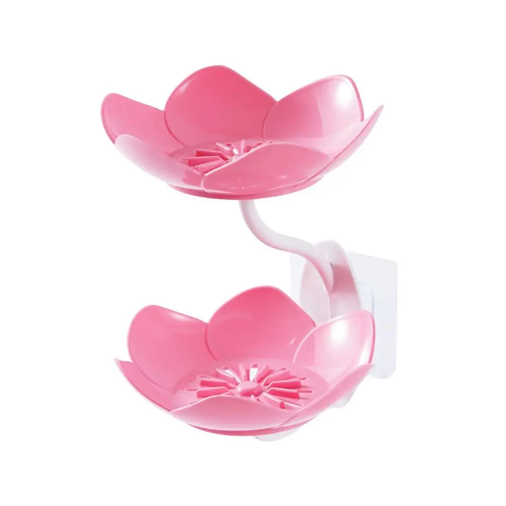 Double Layer Flowers Lotus Shape Draining Soap Dish Soap Box Plate Holder Portable Punch-free Soap Tray Bathroom Accessories 5