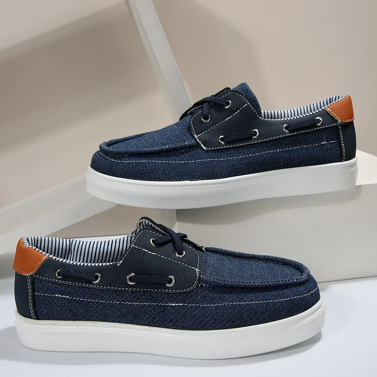 New Navy Blue Casual Shoes Women's Vulcanize Shoes Fashion Canvas Shoes Slip-on Sneakers Comfortable Light Flats Sneakers 5