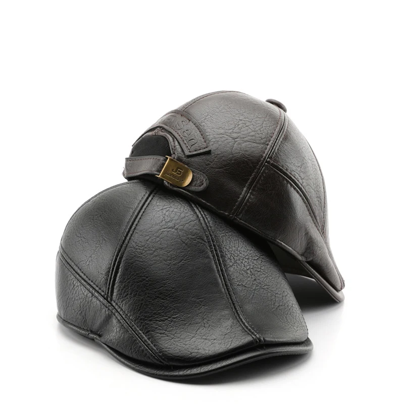 

Vintage Duck Tongue Hat Men's Shiny Leather Duck Tongue Hat Beret Black Director Hat Men's Octagonal Hat Winter Driving Hat