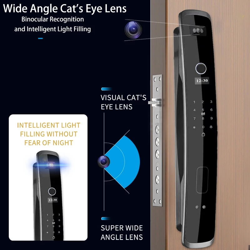 3D Biometric Security Face & Camera Smart Door Lock Digital Password Electronic Key IC Card APP Unlock Fingerprint Locks Smart Door Lock Smart Lock Electronic Lock Fingerprint Door Lock Password Lock