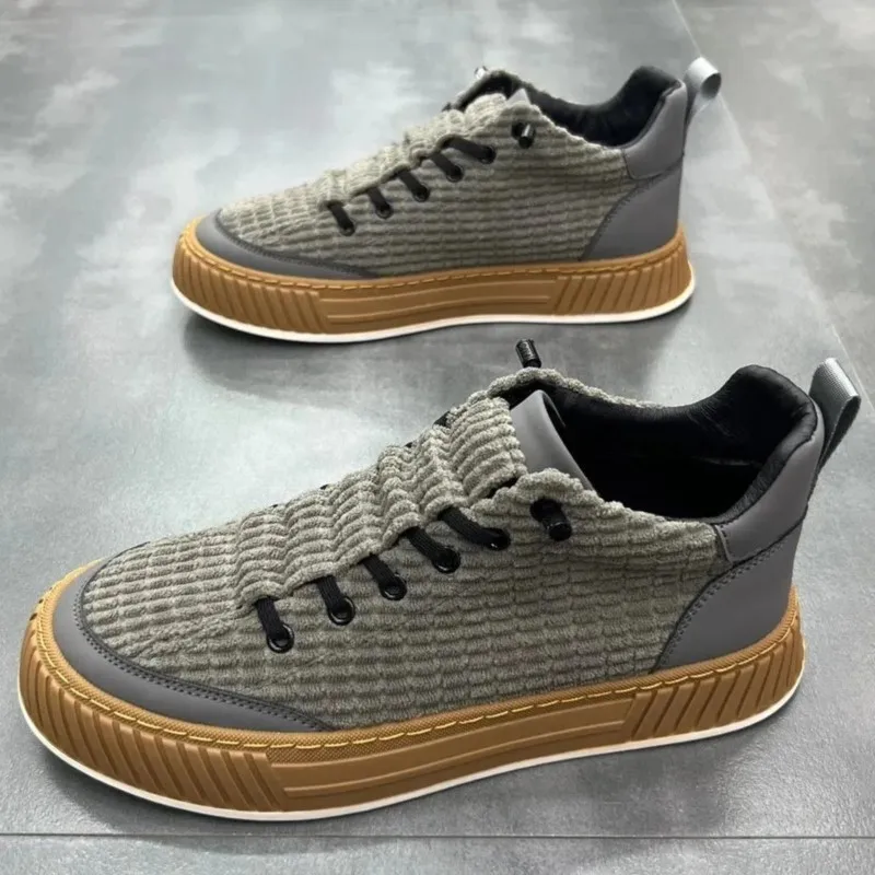 

2023 Platform Sneakers Casual Men High-top Shoes Flat Non-slip Running Shoes Mens Autumn Suede Sneakers zapatillas de hombre