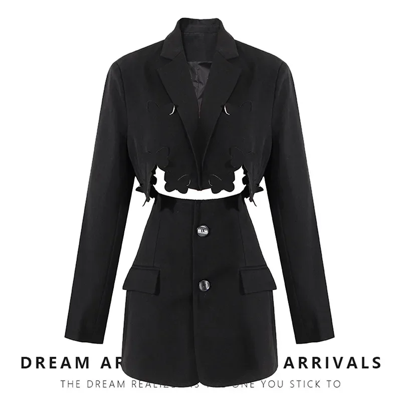 

Black Women Suits Set 2 Piece Blazer+Skirt Sexy Short Mini Prom Dress Street Wear Fashion Hot Girl Coat Jacket