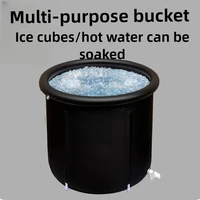 Foldable Black Ice Bath Tub Adult Bath Tub Household Folding Tub PVC Padded Spa Bath 75 * 80cm Air Rim Portable 1