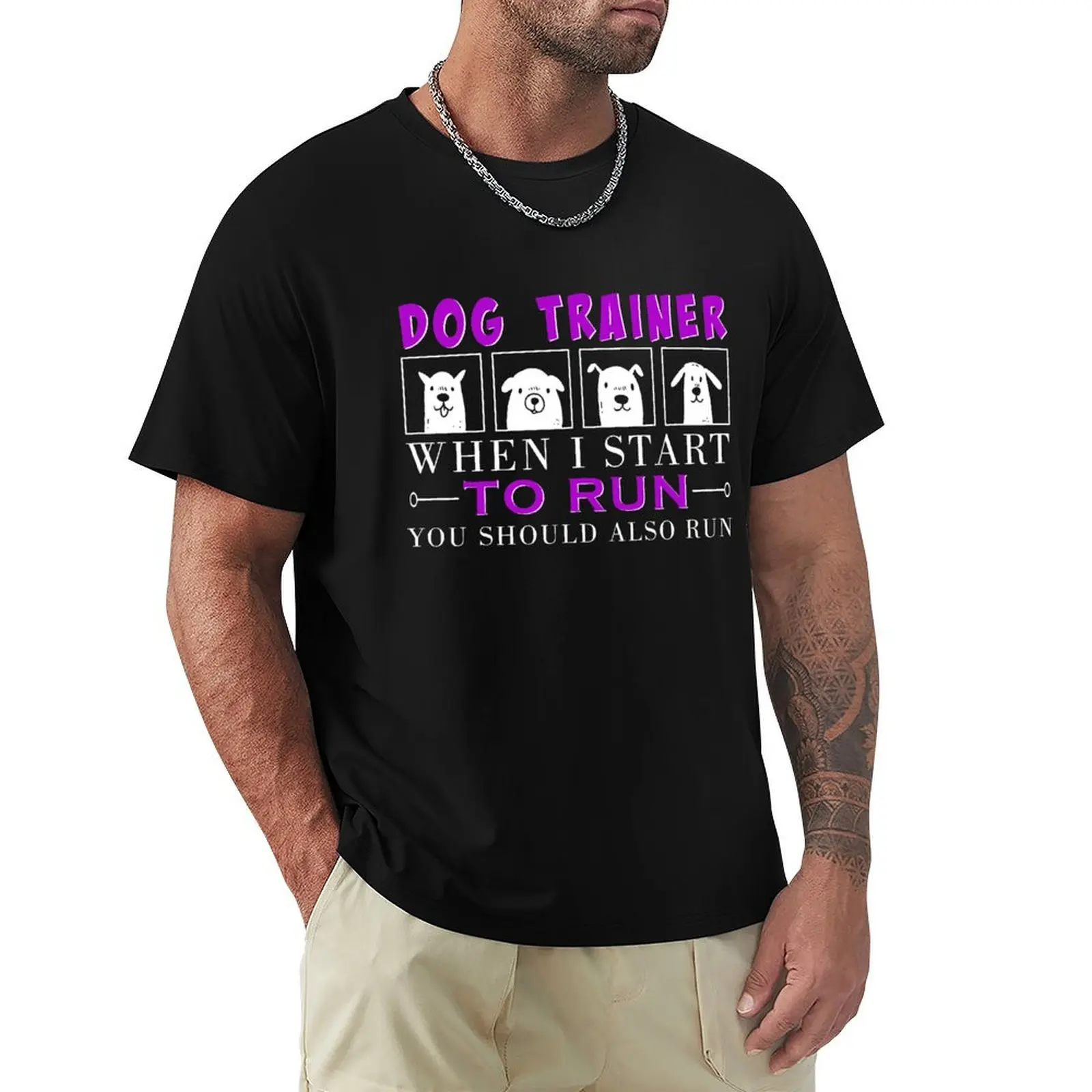 

Dog trainer on dog place during dog training T-shirt customs design your own plus size tops mens graphic t-shirts funny