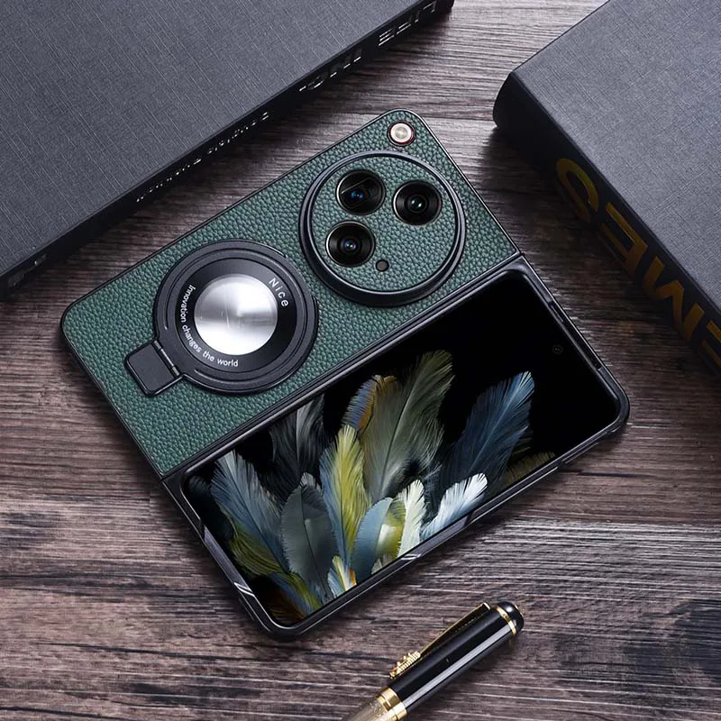 

For OPPO Find N3 Case Soft PU Leather Magnetic MagSafe Ring Stand Protective Back Cover Cases For OPPO Find N3 Phone Shell