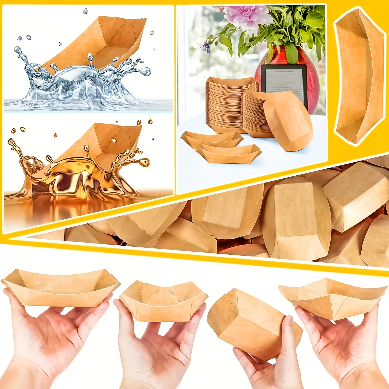 100/50Pcs Kraft Papier Boot Geformt Tablett Einweg Dessert Snack Kuchen Öldicht Karton Schalen Party Umweltfreundliche geschirr – Detail 14