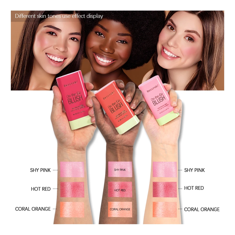Blush Stick Waterproof Easy Color Rouge Blusher Cream High Color Rendering Brightening Skin Tone Makeup