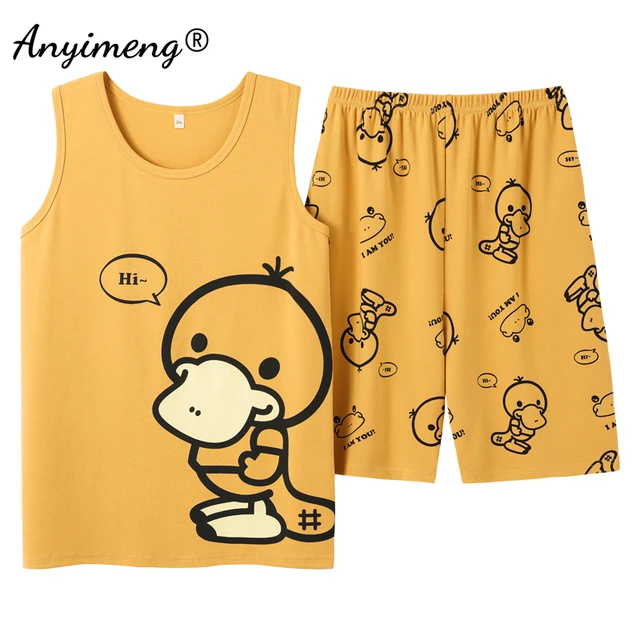 Conjuntos de pijama feminino manga comprida estampa desenho kawaii letras  gola redonda roupas de casa para