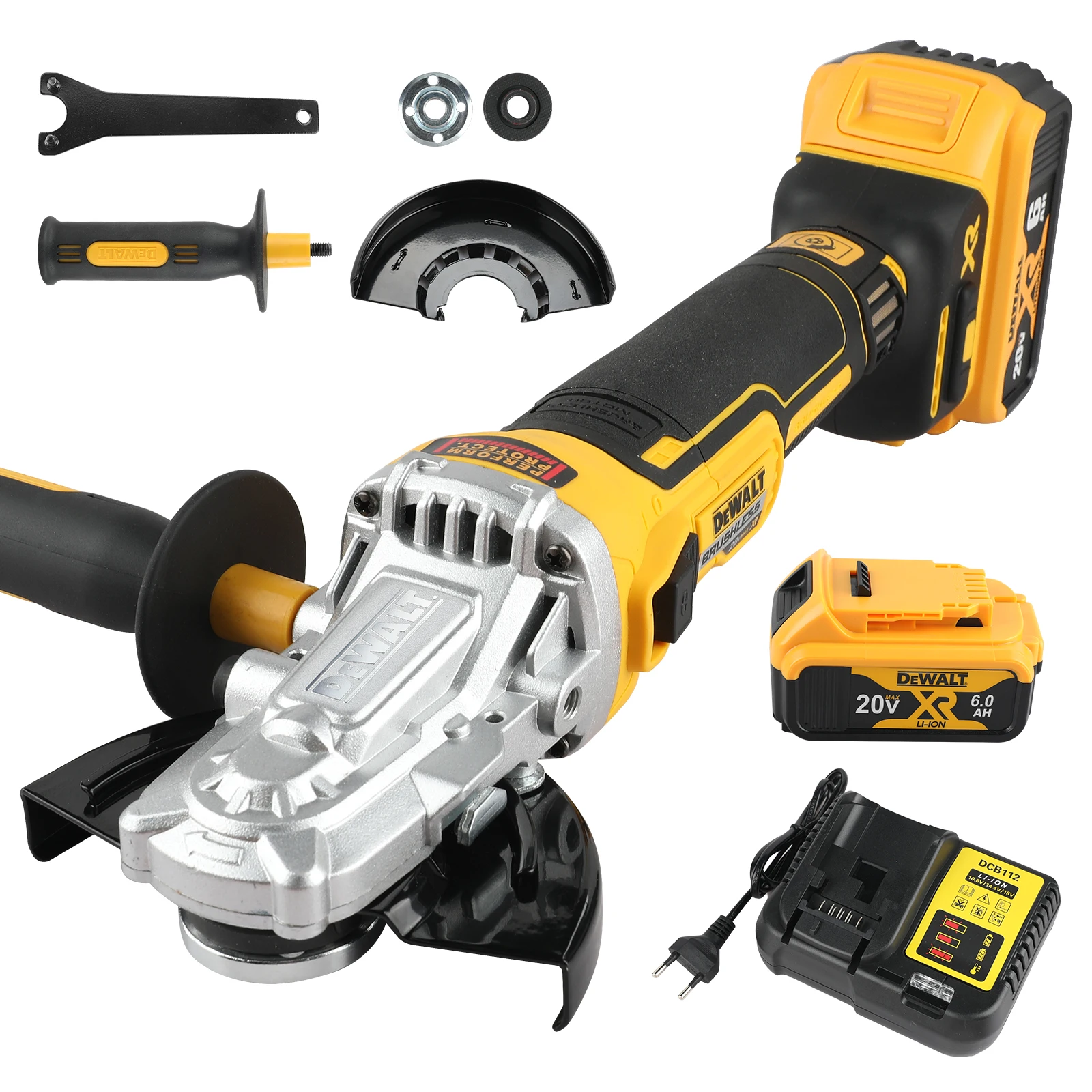 Dewalt DCG405FN Angle Grinder 125mm 18V Brushless Lithium charged Industrial Special Polishing Flat Head Power 1Battery 1Charger