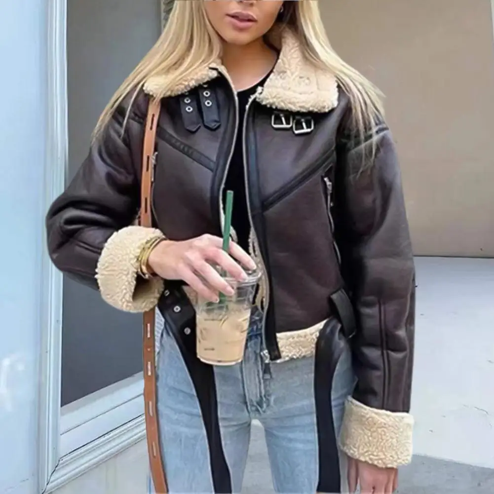 

Пальто женское с отложным воротником, верхняя одежда на молнии, с карманами и регулируемым поясом, с подкладкой, повседневная одежда на осень и зиму