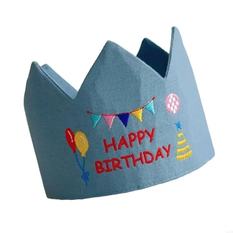 Zarte bestickte „Happy Birthday“-Mütze mit Krone für Baby-Kuchen-Smash-Fotos, besondere Anlässe, weiches Stoff-Andenken, A2UB – Detail 10