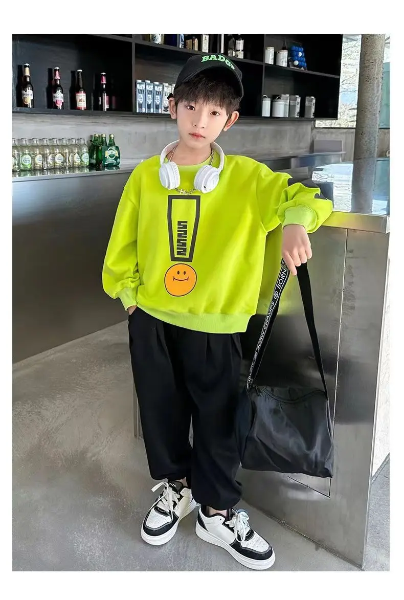 

Boys Hoodie Spring Clothes New Children's Pullover Fashion Loose Top Classic Printed T-Shirt Leggings Cotton Boys Coat 4-12 Year