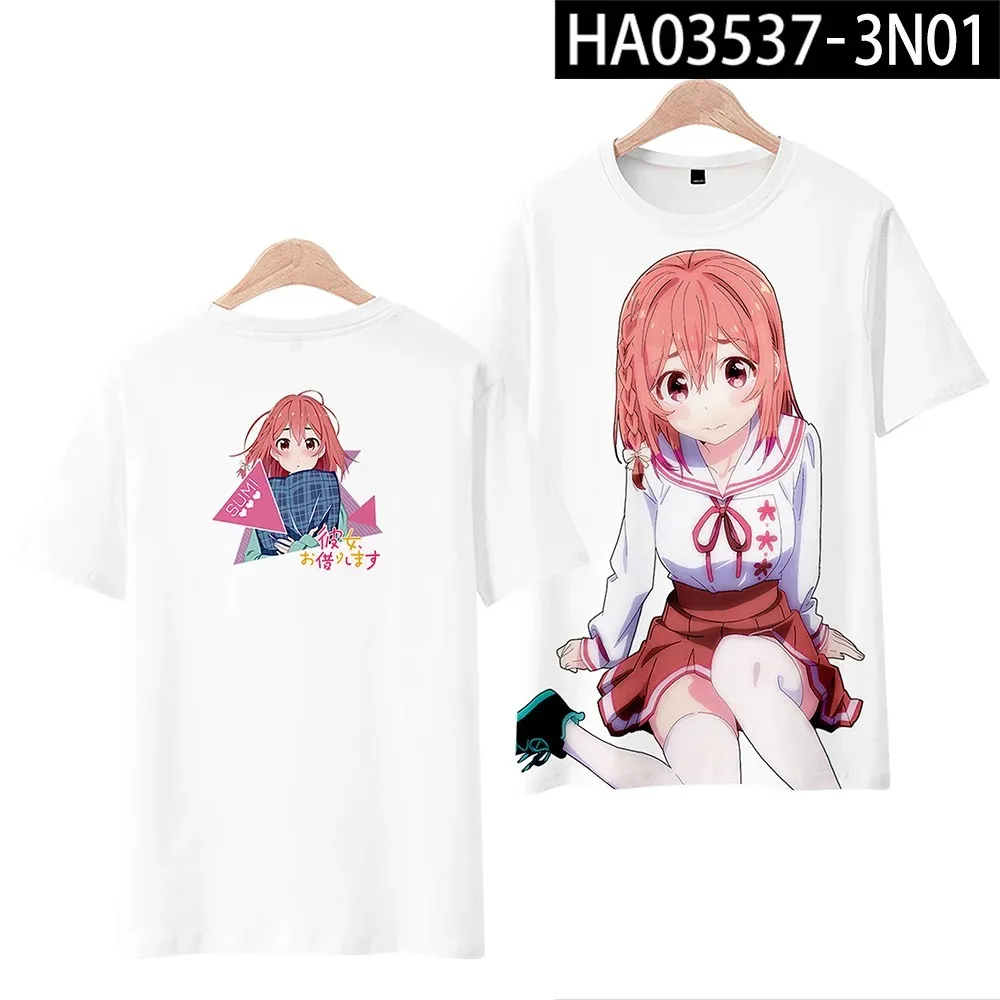 Alugar uma namorada kanojo okarishimasu 3d impressão camiseta verão em torno do pescoço manga curta anime japonês streetwear