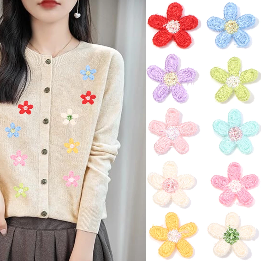 30pcs 여러 가지 빛깔의 꽃 아플리케 DIY 의류 바느질 웨딩 장식 액세서리에 대 한 2cm 꽃 수 놓은 패치