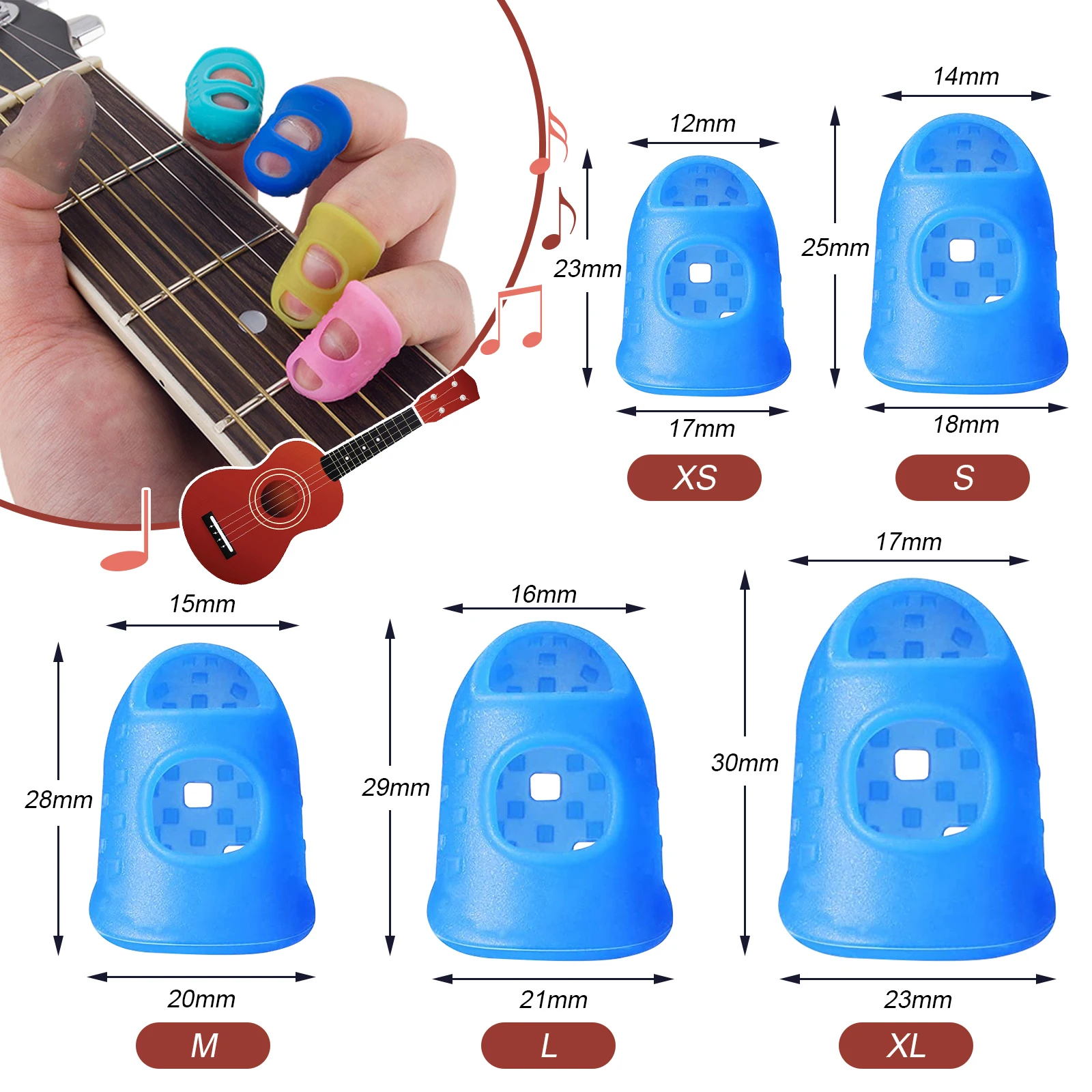 30 Pcs Silicone Guitar Fingertip Protection Press Accessories Fingerstall