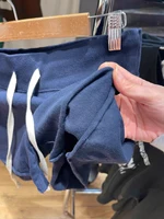 Drawstring Navy Sports Sweatshort Women Summer High Waist Cotton Raw Trim Straight Shorts Vintage Harajuku Streetwear Short Pant - Image 3