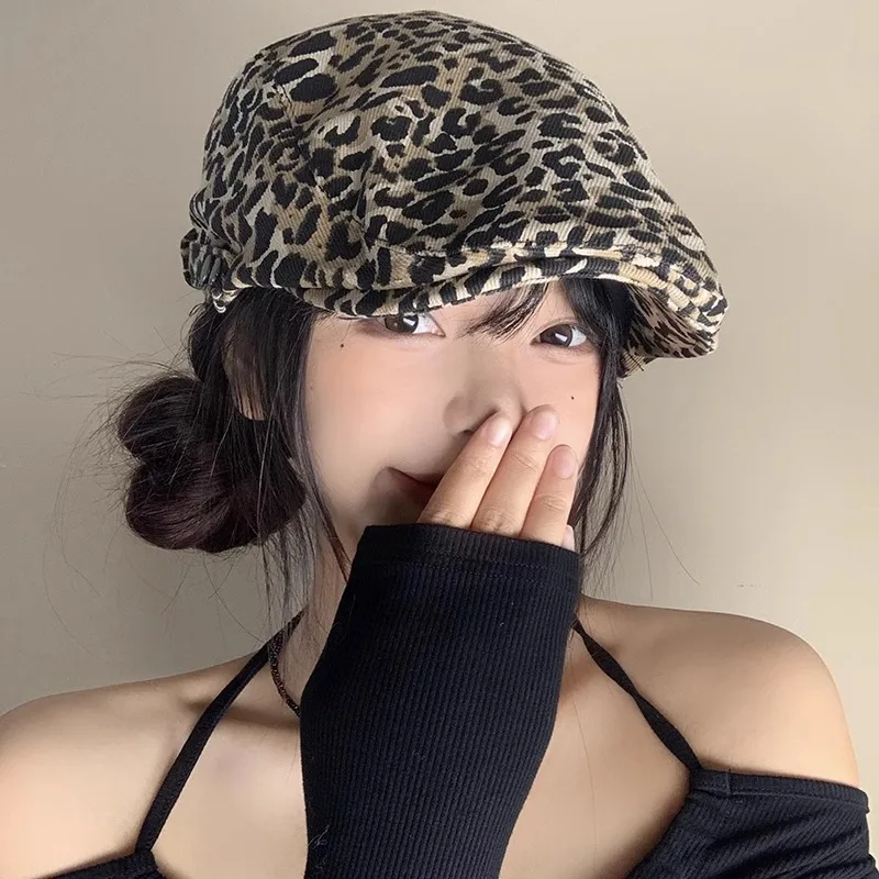 Women's Leopard Print Newsboy Cap Classic Adjustable Gatsby Cabbie Ivy Flat Hat Fashion Casual Beret Hat cotton newsboy cap berets hat