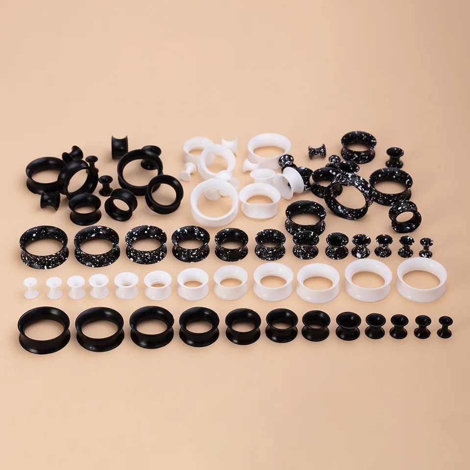 NewZenro Hollow Flesh Skin Colored Ear Gauges Tunnels Plugs Silicone Expanders Stretcher Double Flared Hide Retainer Earrings Fashion Body Piercing