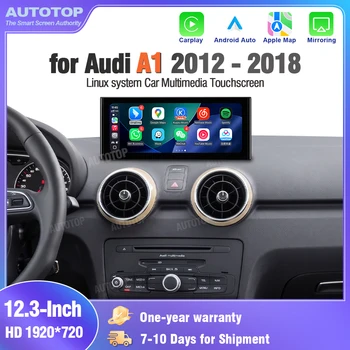 AUTOTOP Pantalla Ultrafina de 12.3 Pulgadas para Auto con Sistema Linux para Audi A1 2012-2018 RMC HN+R, Reproductor Multimedia con Pantalla Táctil HD de 1920x720, CarPlay y Android Auto Inalámbricos, AirPlay Mirror Link, Altavoz Integrado, Bluetooth, Cable AMI, Cámara de Reversa AHD CVBS 1