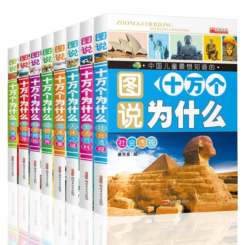 A Full Set of 8 Volumes, 100,000 Why, Color Map Phonetic Version, Extracurricular Reading Books for Children Aged 0-9