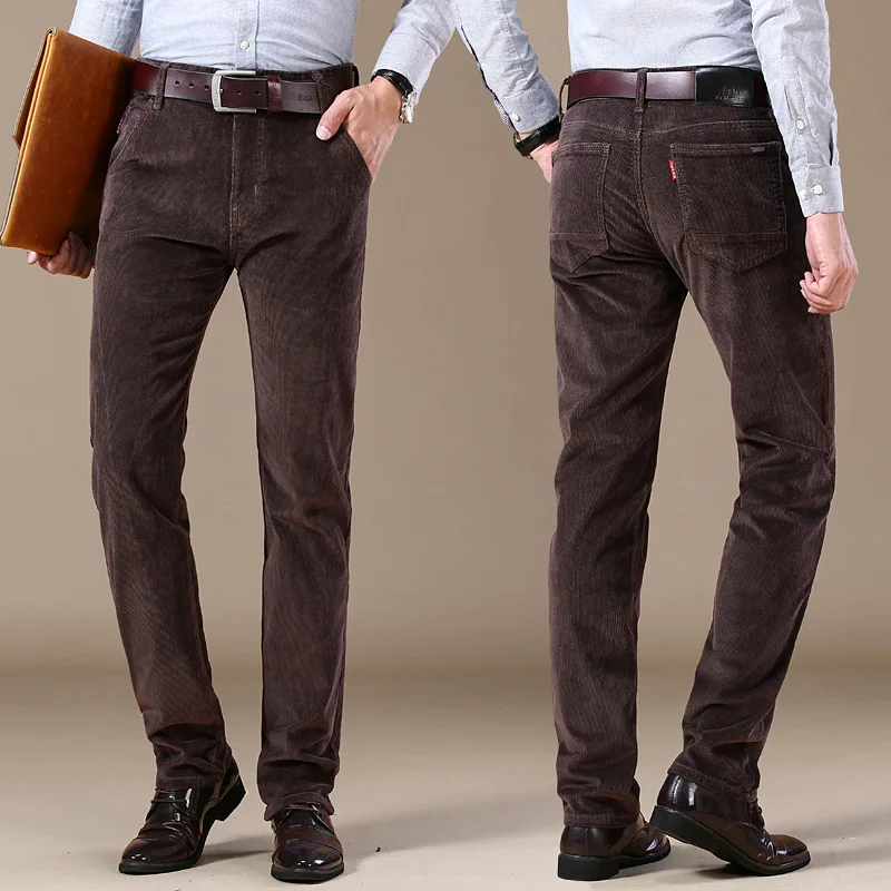 

6 Colors Men's Thick Corduroy Casual Pants 2023 Winter New Style Business Fashion Stretch Regular Fit Trousers Male Clothes