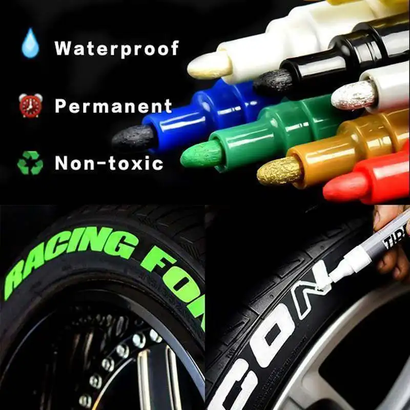 Car Tire Graffiti Paint Pen Waterproof Non-Fading Tire Paint Pen Non-toxic Durable Marker Auto Tyre Letters Repair Pens